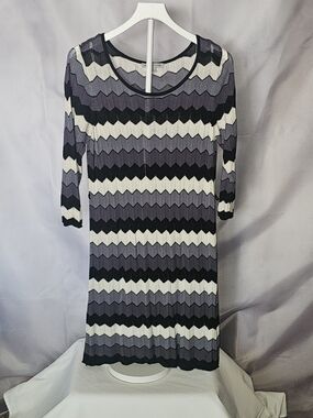 Danny and Nicole Women's Rayon Black White Gray Weave Sweater